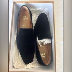 christian louboutin dandelion flare belt black loafers